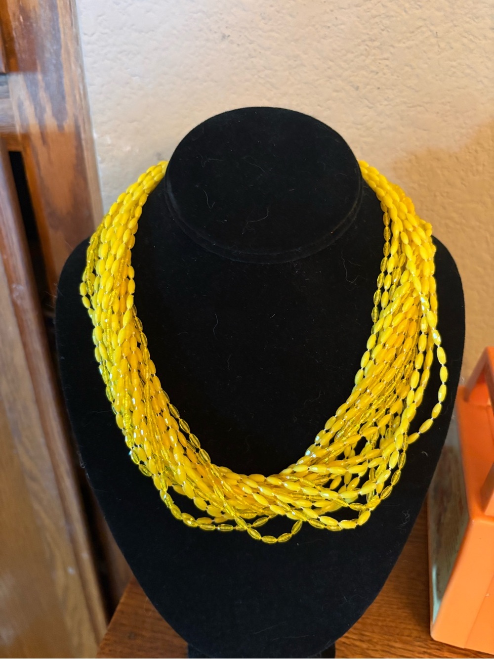 Vintage Yellow Multi-Strand Beaded Necklace - Women Jewelry